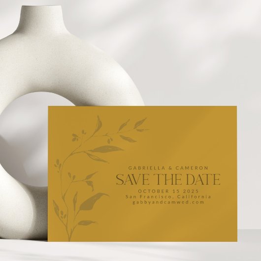 Minimalistische Botanische Kunstarbeit Yellow Boho Save The Date