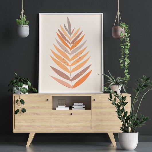 Minimalistische botanische Leaf-neutrale Erdtöne Poster