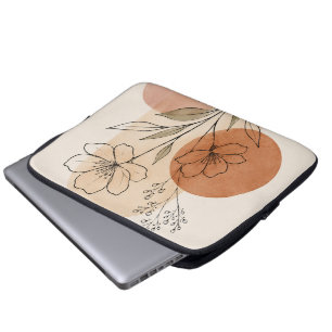 Minimalistische botanische Line-Art-Laptop-Hülle   Laptopschutzhülle