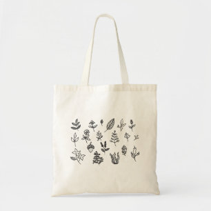 Minimalistische botanische Line-Art-Sammlung Tragetasche