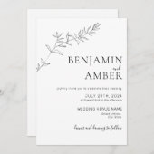 Minimalistische botanische Linie Art Zeichnend Boh Einladung (Vorne/Hinten)