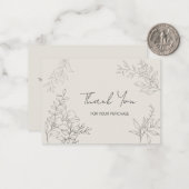 Minimalistische botanische Linie Kunst Vielen Dank Mitteilungskarte (Vorderseite/Rückseite Beispiel)