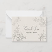 Minimalistische botanische Linie Kunst Vielen Dank Mitteilungskarte (Vorderseite)