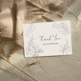 Minimalistische botanische Linie Kunst Vielen Dank Mitteilungskarte