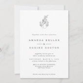 Minimalistische botanische Linie Kunstversammlunge Einladung (Vorderseite)