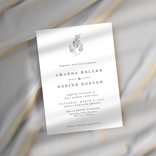 Minimalistische botanische Linie Kunstversammlunge Einladung