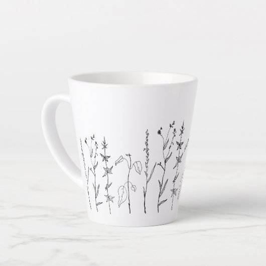 Minimalistische botanische Linie Zeichne Milchtasse (Linke Ecke)