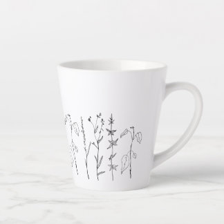 Minimalistische botanische Linie Zeichne Milchtasse