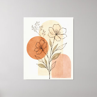 Minimalistische botanische Linienkunst-Druck | Lei Leinwanddruck