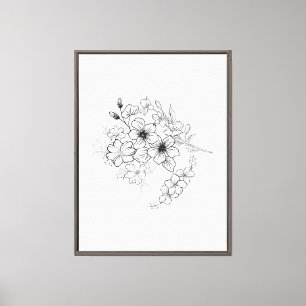 Minimalistische botanische Linienkunst Leinwanddruck