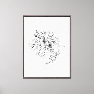 Minimalistische botanische Linienkunst  Leinwanddruck
