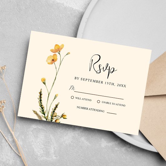 Minimalistische botanische Moderne Rustikale Hochz RSVP Karte