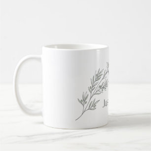 Minimalistische botanische Olivenzweig-Linienkunst Kaffeetasse