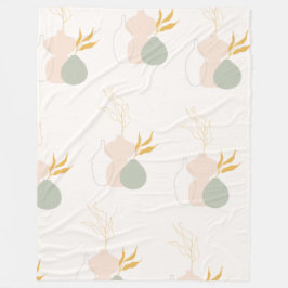 Minimalistische botanische Pflanze in Pastellfarbe Fleecedecke