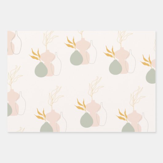 Minimalistische botanische Pflanze in Pastellfarbe Geschenkpapier Set (Vorderseite)