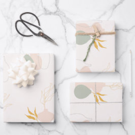 Minimalistische botanische Pflanze in Pastellfarbe Geschenkpapier Set