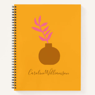 Minimalistische botanische Pflanzenkunst in Gelb n Notizblock