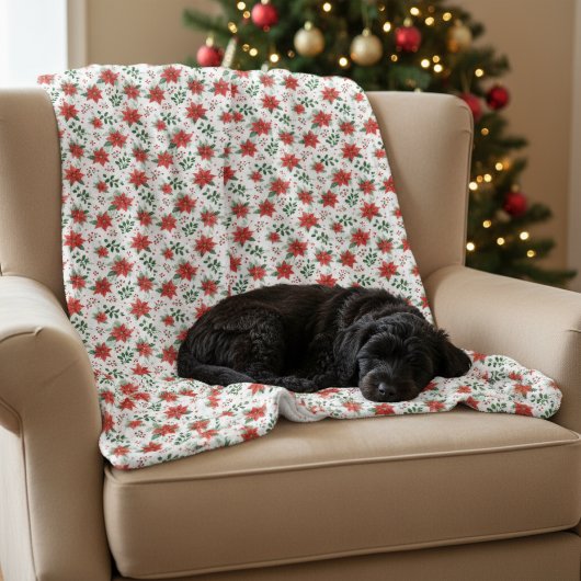 Minimalistische Botanische Poinsettie Fleecedecke