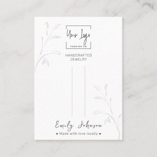 Minimalistische botanische QR Schmuckhalterung Telefonnummerkarte (Vorderseite)