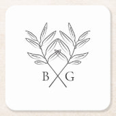 Minimalistische botanische Rustikale Monogramm-Gas Rechteckiger Pappuntersetzer (Vorderseite)