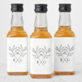 Minimalistische Botanische Rustikale Monogramm-Hoc Alkoholflaschenetikett (Flaschen)