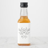Minimalistische Botanische Rustikale Monogramm-Hoc Alkoholflaschenetikett (Vorderseite)