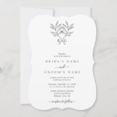 Minimalistische Botanische Rustikale Monogramm-Hoc Einladung (Vorderseite)