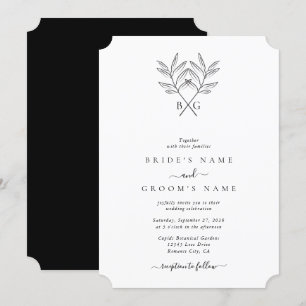 Minimalistische Botanische Rustikale Monogramm-Hoc Einladung
