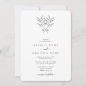 Minimalistische Botanische Rustikale Monogramm-Hoc Einladung (Vorderseite)