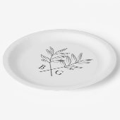 Minimalistische Botanische Rustikale Monogramm-Hoc Pappteller (Schrägansicht)