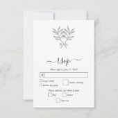 Minimalistische Botanische Rustikale Monogramm-Hoc RSVP Karte (Vorderseite)