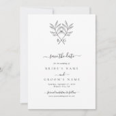 Minimalistische Botanische Rustikale Monogramm-Hoc Save The Date (Vorderseite)