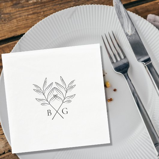Minimalistische Botanische Rustikale Monogramm-Hoc Serviette
