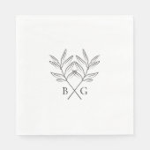 Minimalistische Botanische Rustikale Monogramm-Hoc Serviette (Vorderseite)