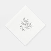 Minimalistische Botanische Rustikale Monogramm-Hoc Serviette (Ecke)