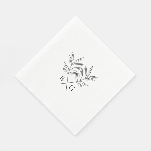Minimalistische Botanische Rustikale Monogramm-Hoc Serviette (Ecke)