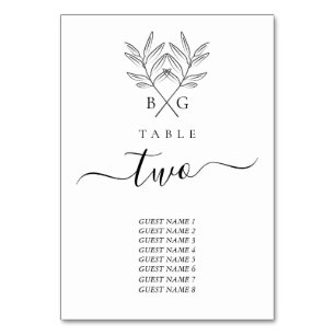 Minimalistische Botanische Rustikale Monogramm-Hoc Tischnummer