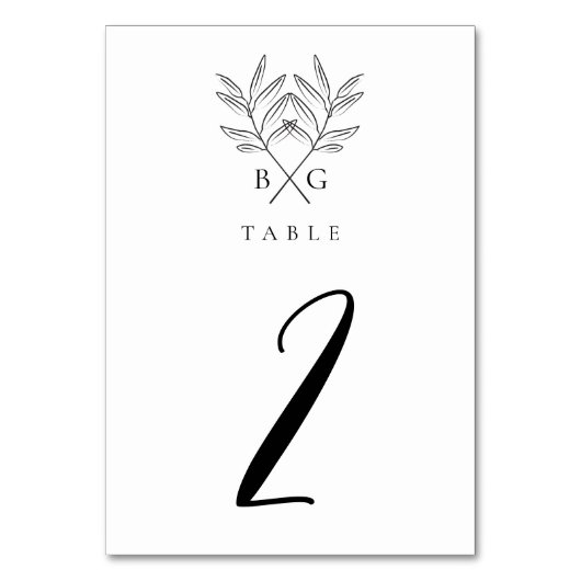 Minimalistische Botanische Rustikale Monogramm-Hoc Tischnummer (Rückseite)