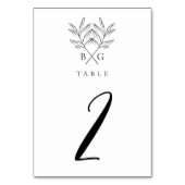 Minimalistische Botanische Rustikale Monogramm-Hoc Tischnummer (Vorderseite)
