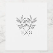Minimalistische Botanische Rustikale Monogramm-Hoc Weinetikett (Einzelnes Label)