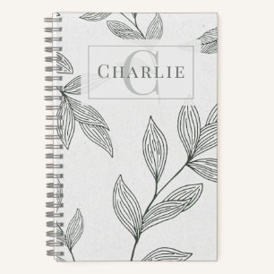 Minimalistische botanische Skizze, individuelles M Notizblock