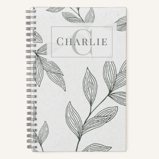 Minimalistische botanische Skizze, individuelles M Notizblock