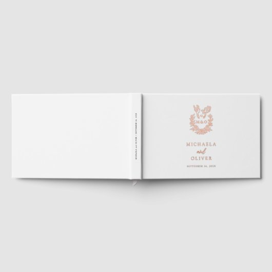 Minimalistische botanische Tauben Hochzeit mit ele Gästebuch (Voll)