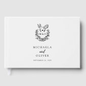 Minimalistische botanische Tauben Hochzeit mit ele Gästebuch (Vorderseite)