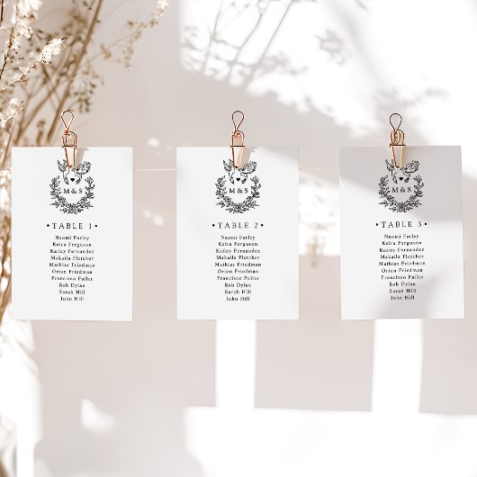 Minimalistische Botanische Tauben Hochzeitskarte