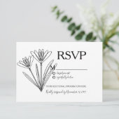 Minimalistische Botany Blume Line Art Wedding RSVP Einladung (Stehend Vorderseite)