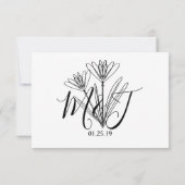 Minimalistische Botany Blume Line Art Wedding RSVP Einladung (Rückseite)