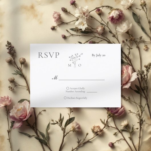 Minimalistische Bouquet Hochzeit Einladung Rsvp Ka
