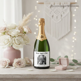 Minimalistische Boutique Arch Foto Hochzeit Champa Schaumweinetikett