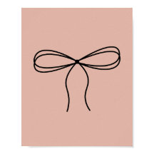 Minimalistische Bow Line Art auf Peach